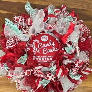 Festive Red and White Christmas Wreath